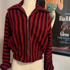 Freddie’s of Pinewood Red and Black Striped Zip-Up Jacket